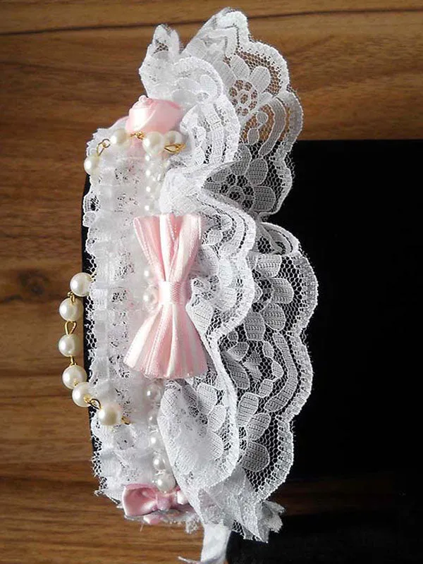 White Lace Synthetic Lolita Hair Accessories for Women