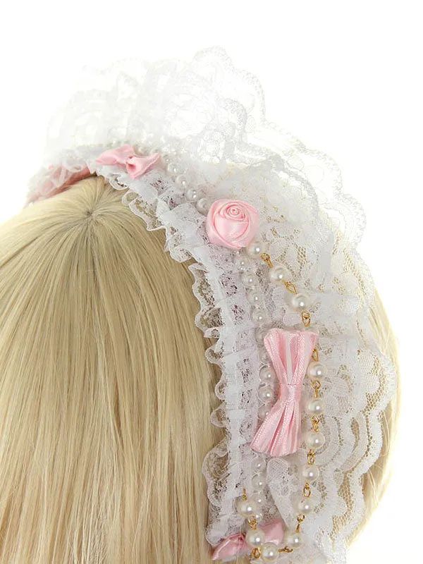 White Lace Synthetic Lolita Hair Accessories for Women