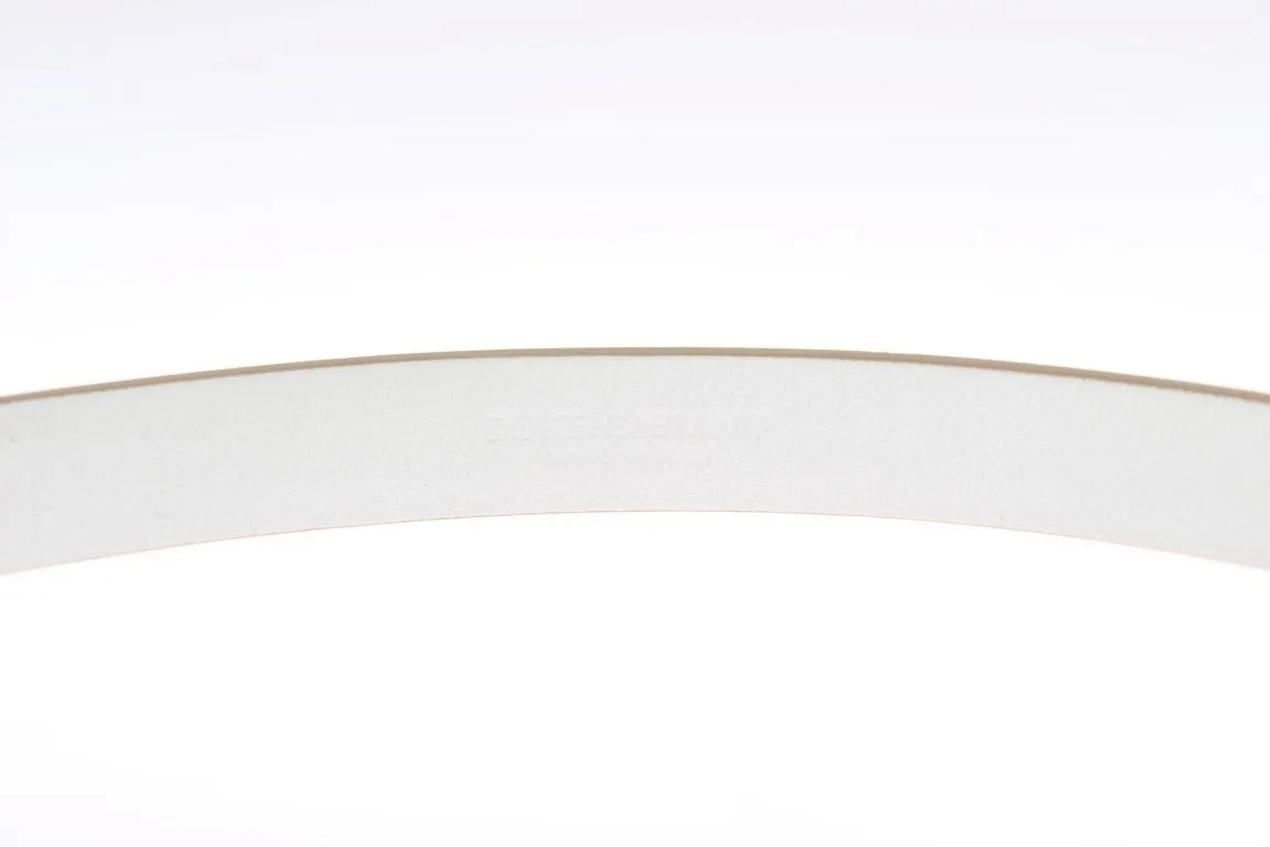 White Leather Floral Pattern Belt
