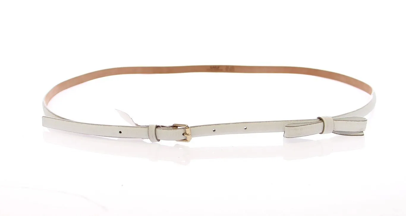 White Leather Logo Belt
