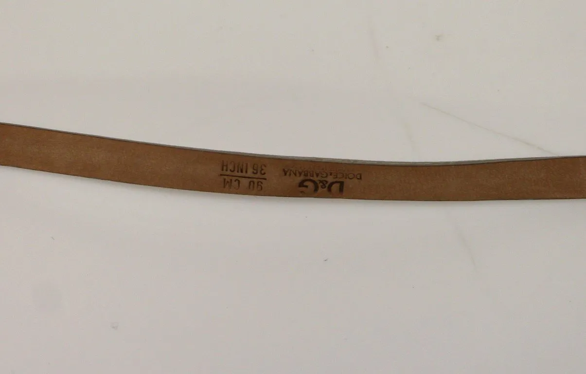 White Leather Logo Belt