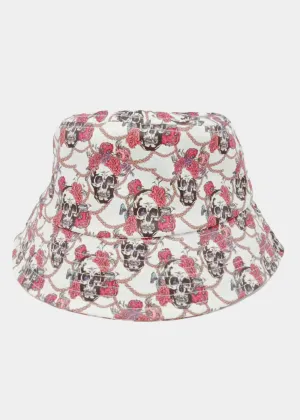 White Rose Skull Bucket Hat