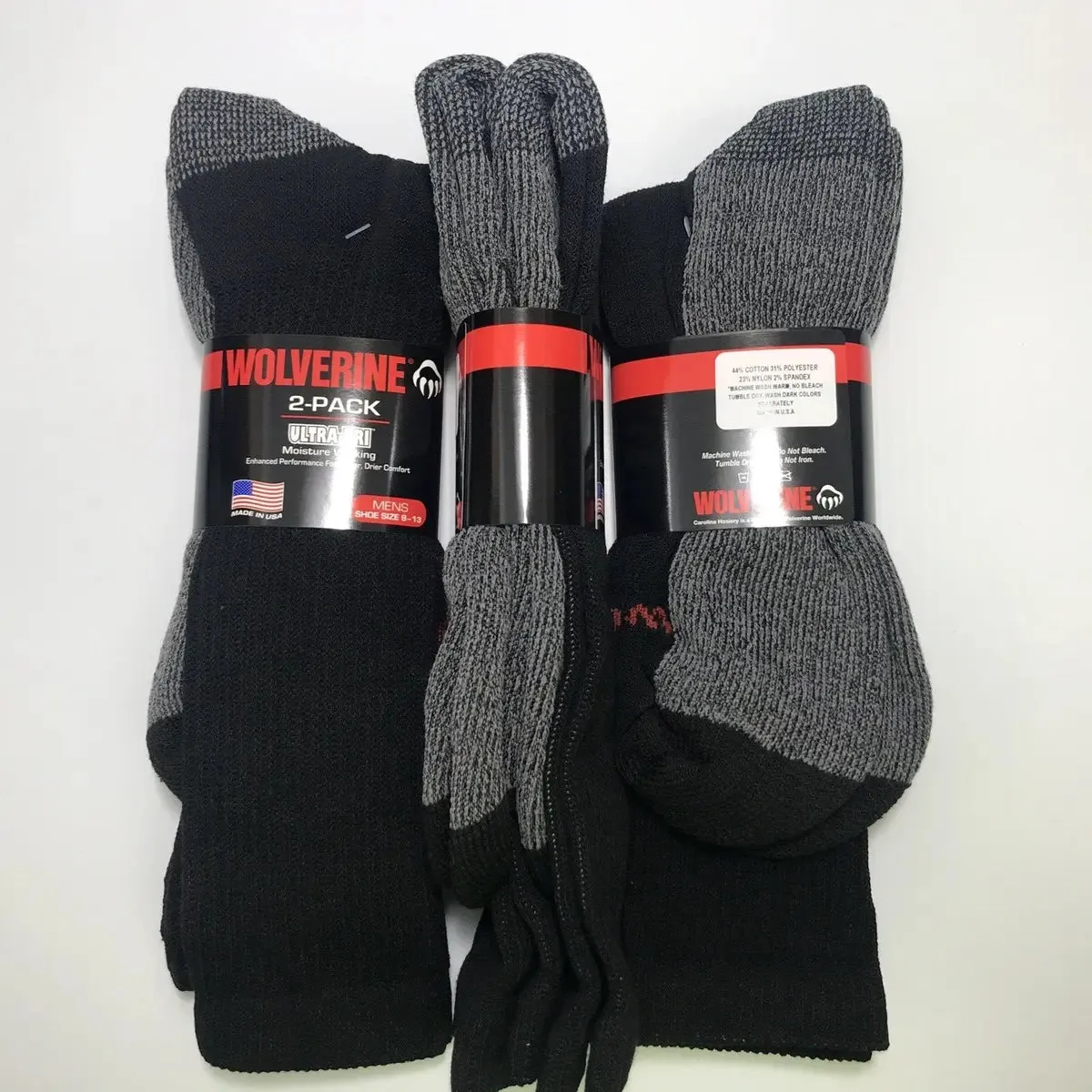 Wolverine Men's 2 Pack Steel Toe Quarter Socks, Black, 7-12