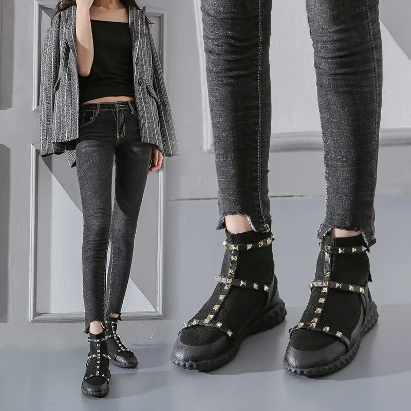 Women Boots  Breathable Runway Socks Booties Slip On