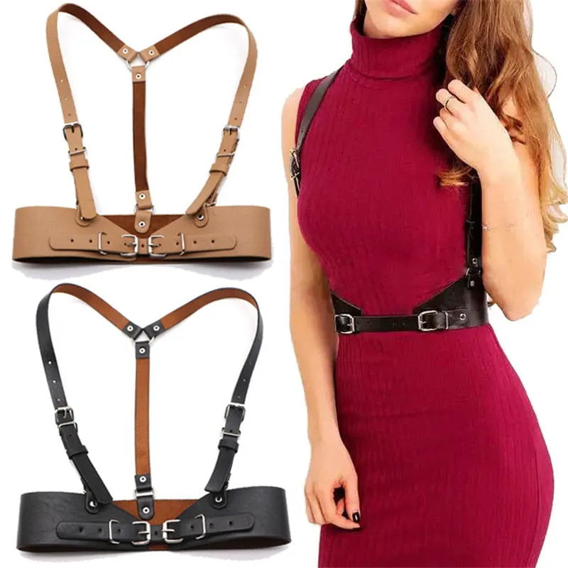 Women Leather Body Harness Chest Belts
