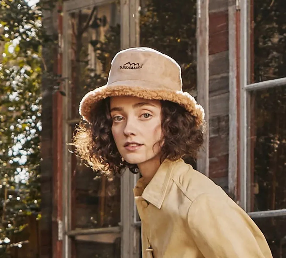 Women's Bucket Hat Winter Fluffy Reversible Hat Vic