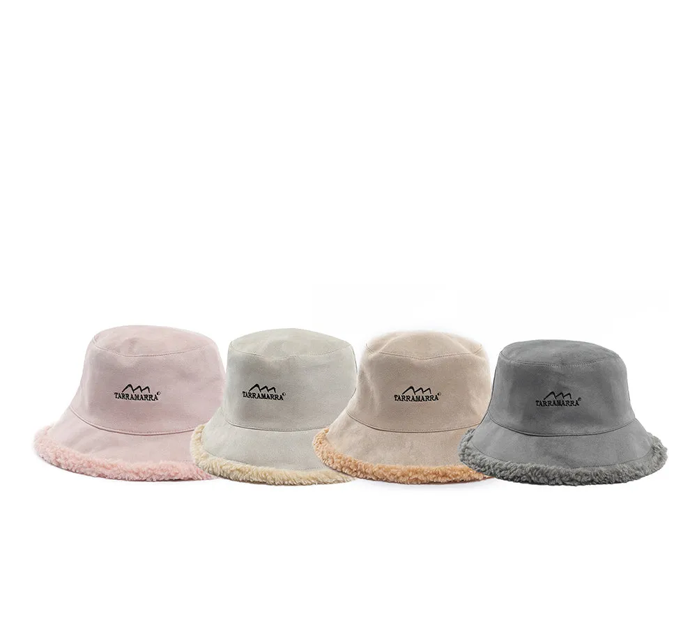 Women's Bucket Hat Winter Fluffy Reversible Hat Vic