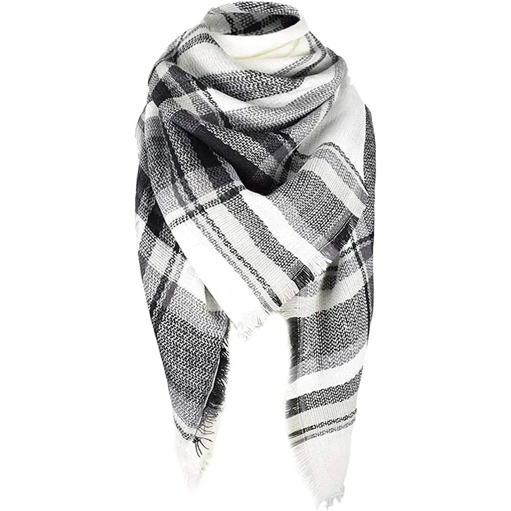 Women's Fall Winter Scarf Classic Tassel Plaid Scarf Warm Soft Chunky Large Blanket Wrap Shawl Scarves | Multiple Colors