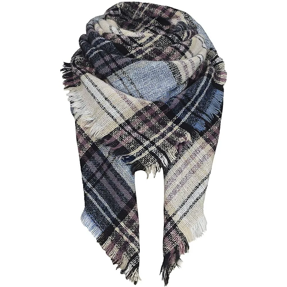 Women's Fall Winter Scarf Classic Tassel Plaid Scarf Warm Soft Chunky Large Blanket Wrap Shawl Scarves | Multiple Colors