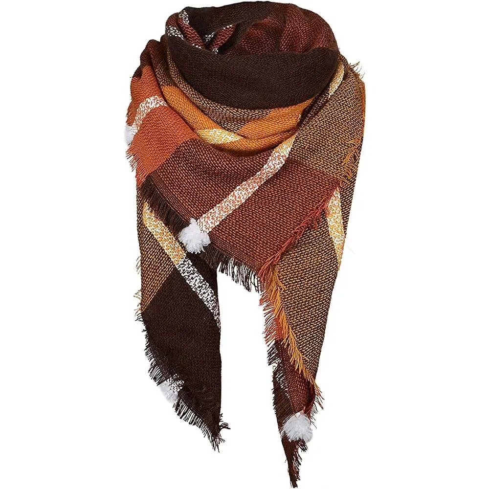 Women's Fall Winter Scarf Classic Tassel Plaid Scarf Warm Soft Chunky Large Blanket Wrap Shawl Scarves | Multiple Colors