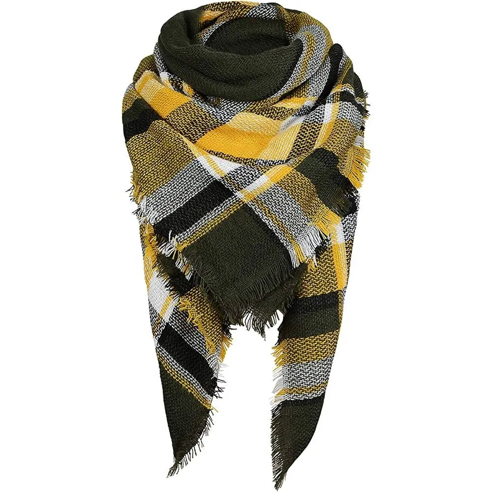 Women's Fall Winter Scarf Classic Tassel Plaid Scarf Warm Soft Chunky Large Blanket Wrap Shawl Scarves | Multiple Colors