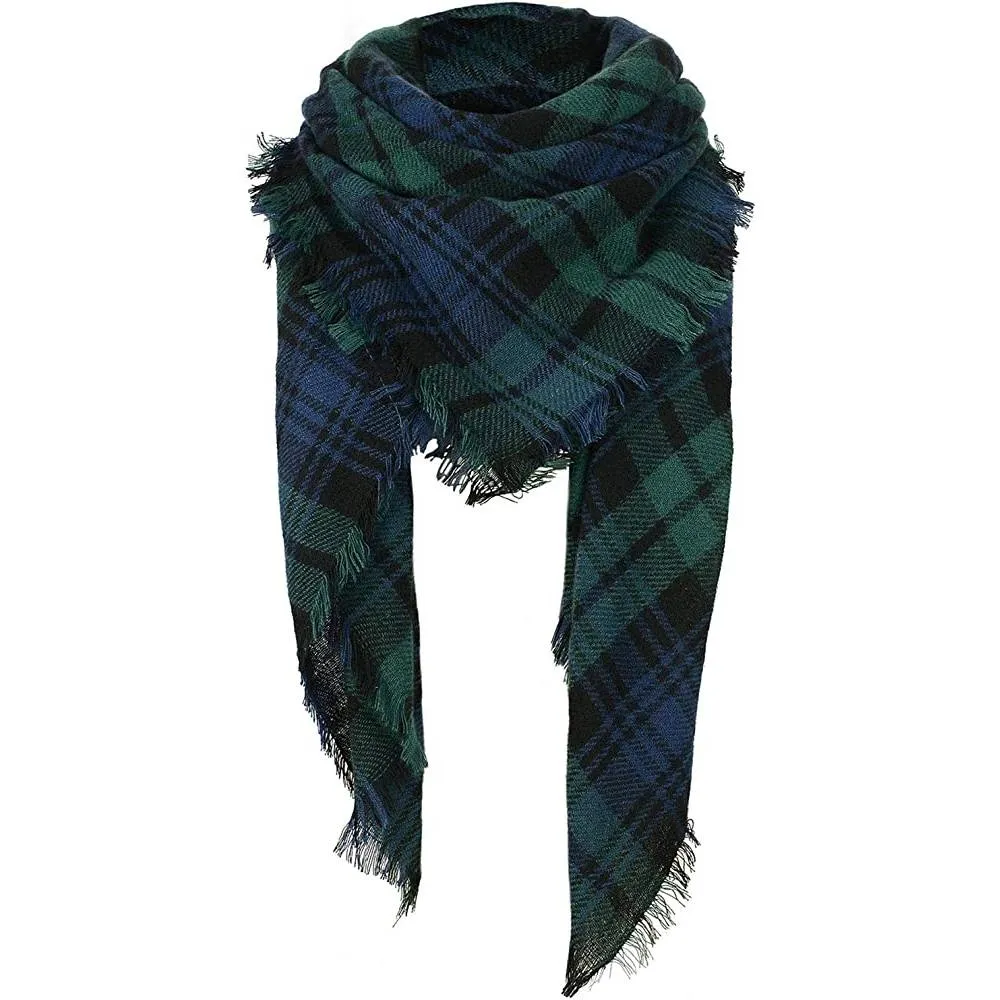 Women's Fall Winter Scarf Classic Tassel Plaid Scarf Warm Soft Chunky Large Blanket Wrap Shawl Scarves | Multiple Colors