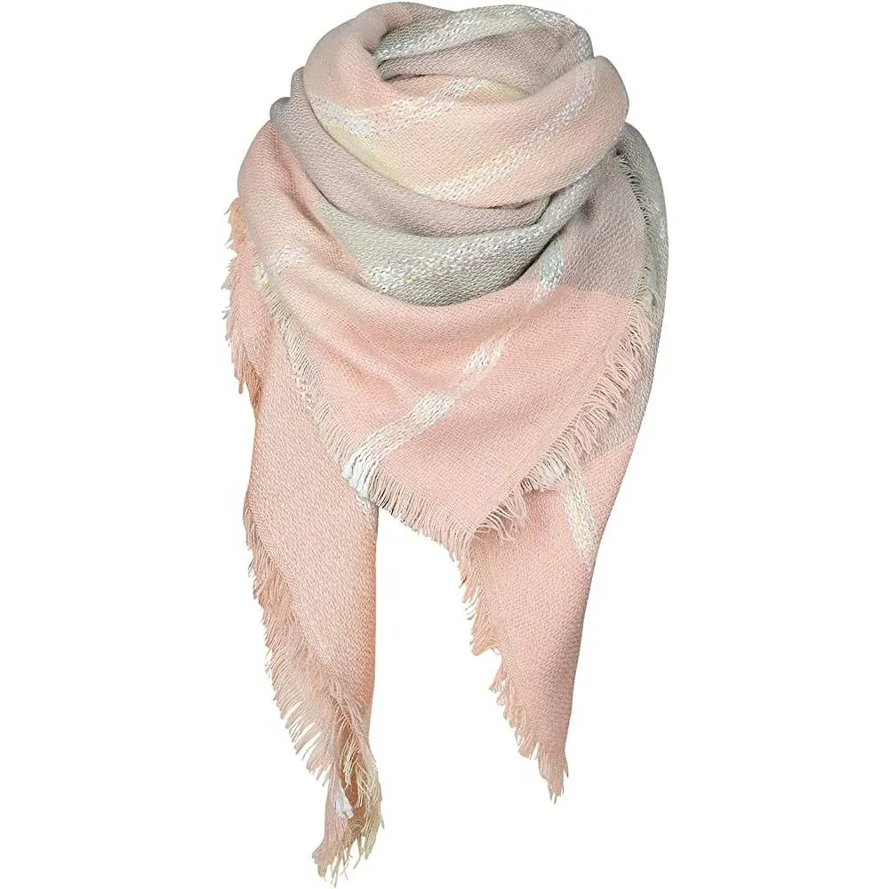 Women's Fall Winter Scarf Classic Tassel Plaid Scarf Warm Soft Chunky Large Blanket Wrap Shawl Scarves | Multiple Colors