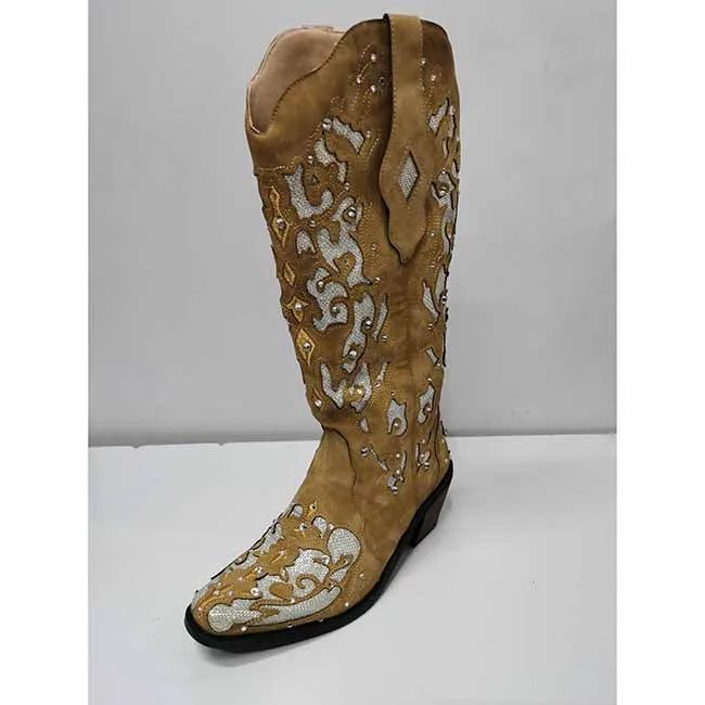 Women's Glitter Western Cowgirl Boots Wedding Boots