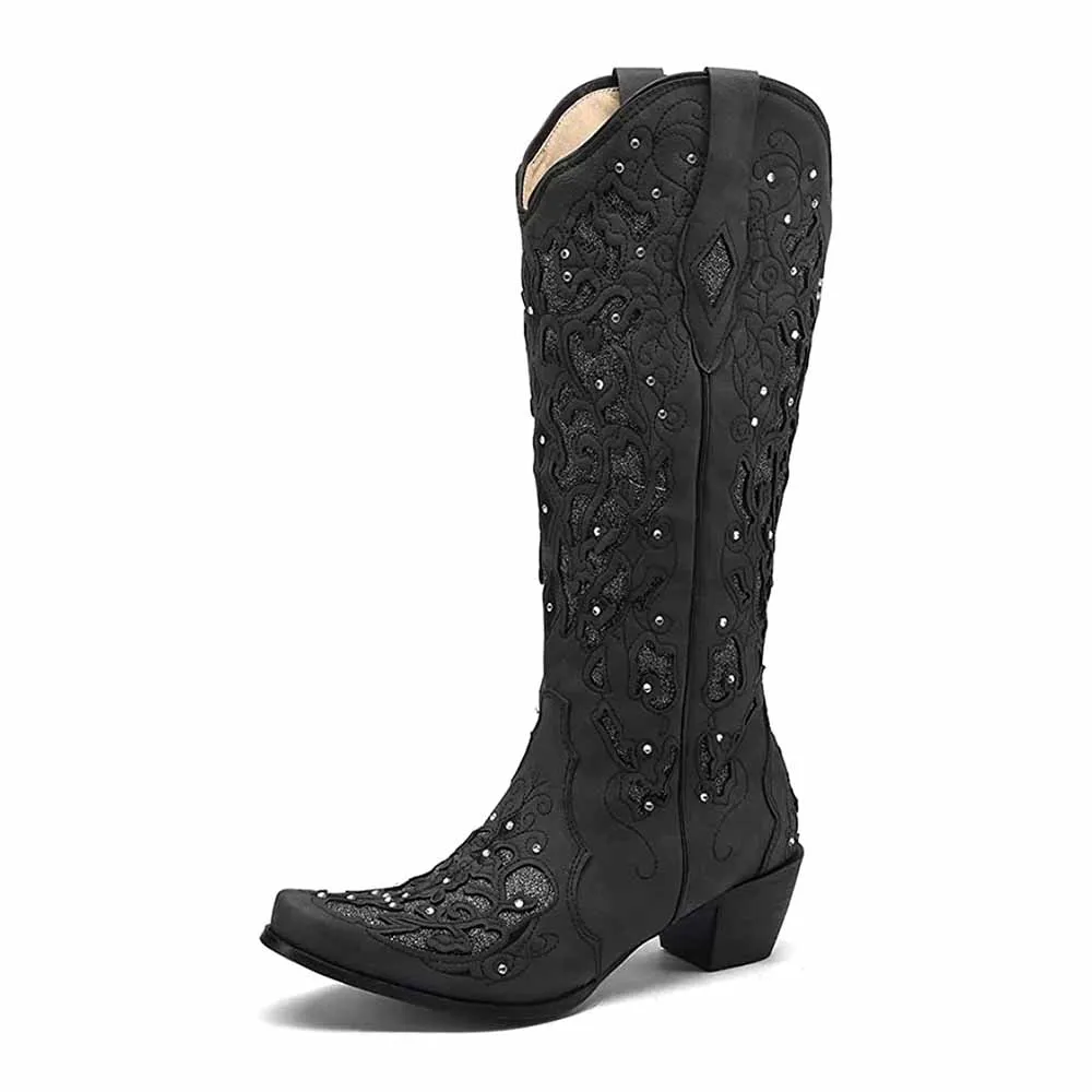 Women's Glitter Western Cowgirl Boots Wedding Boots
