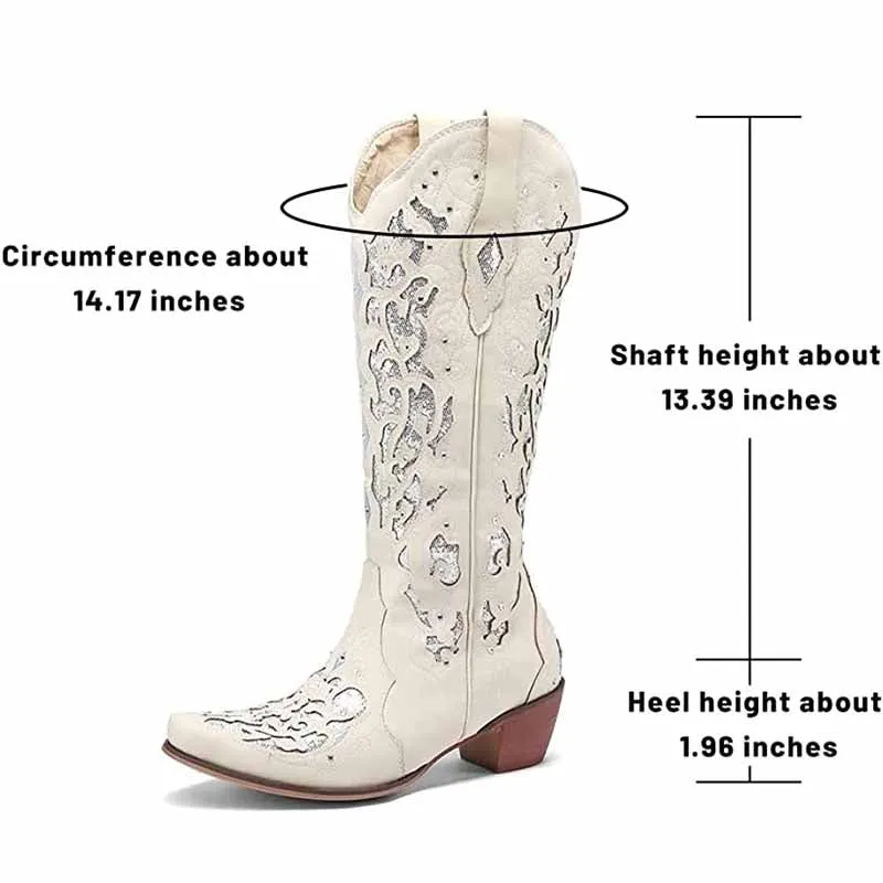 Women's Glitter Western Cowgirl Boots Wedding Boots