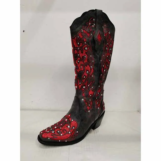 Women's Glitter Western Cowgirl Boots Wedding Boots