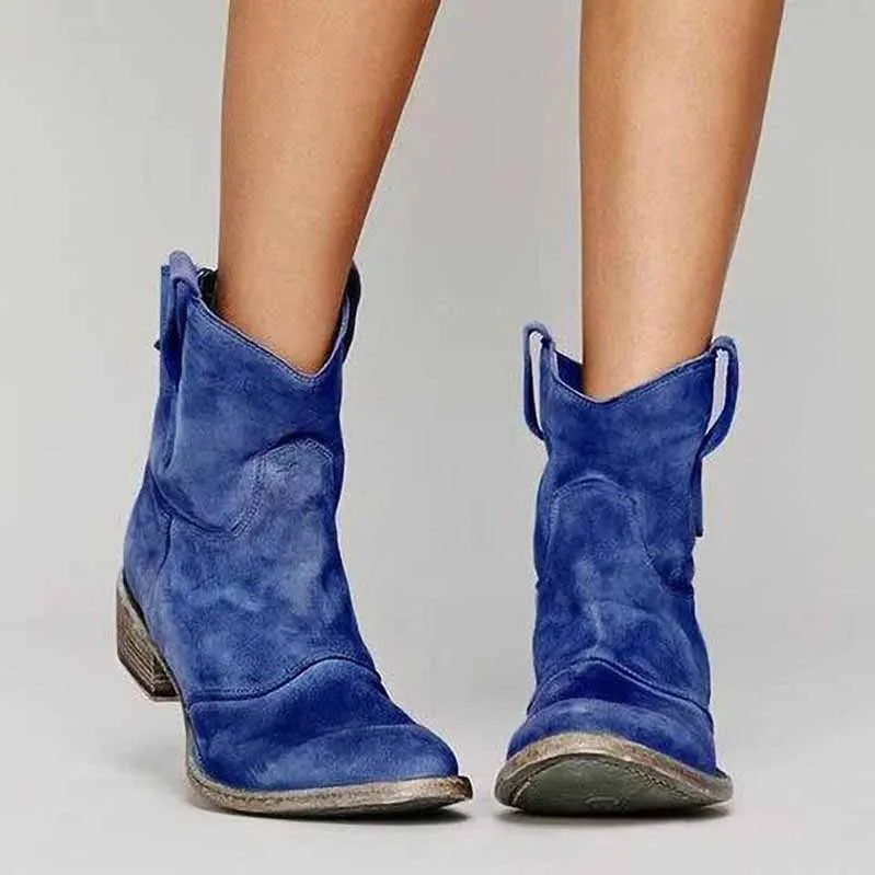 Women's Short Low Heel Country Dress Boots Ankle Dress Booties