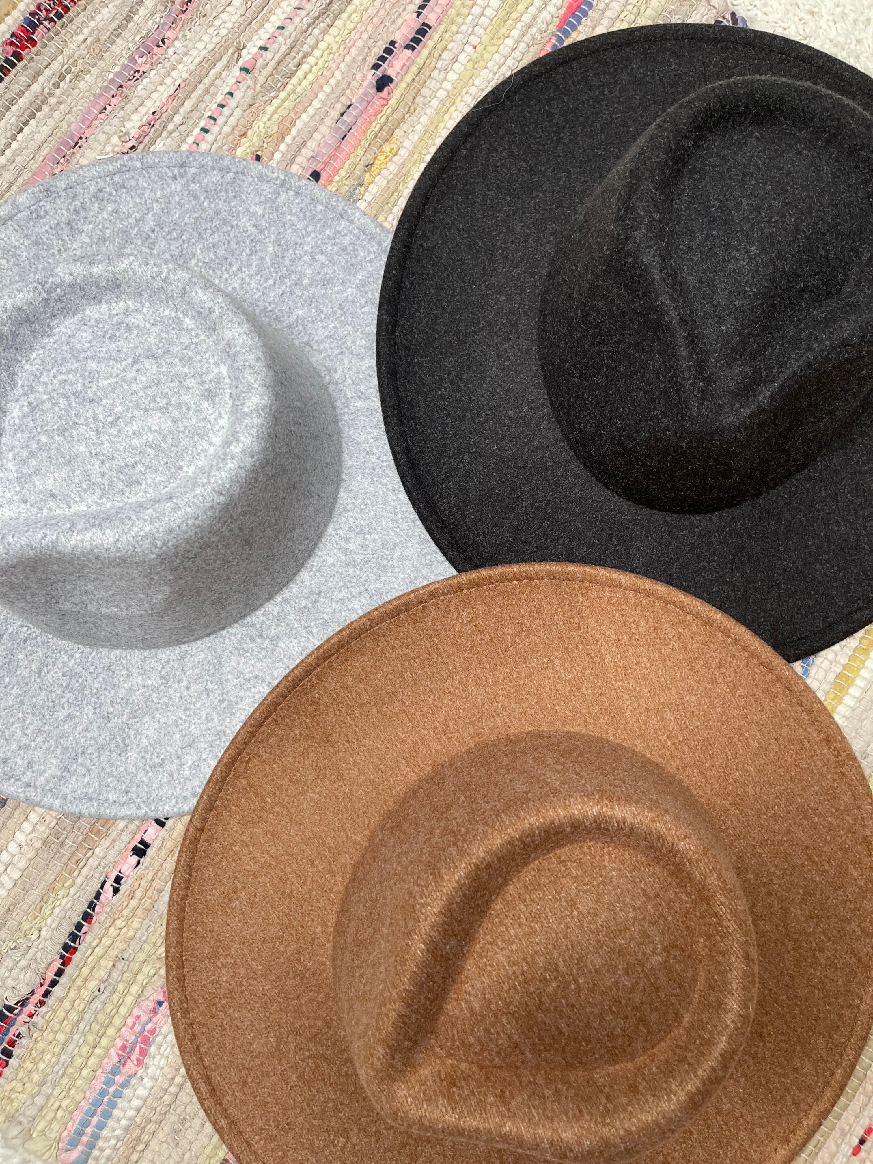 Wool Blend Wide Brim Hat (Grey}