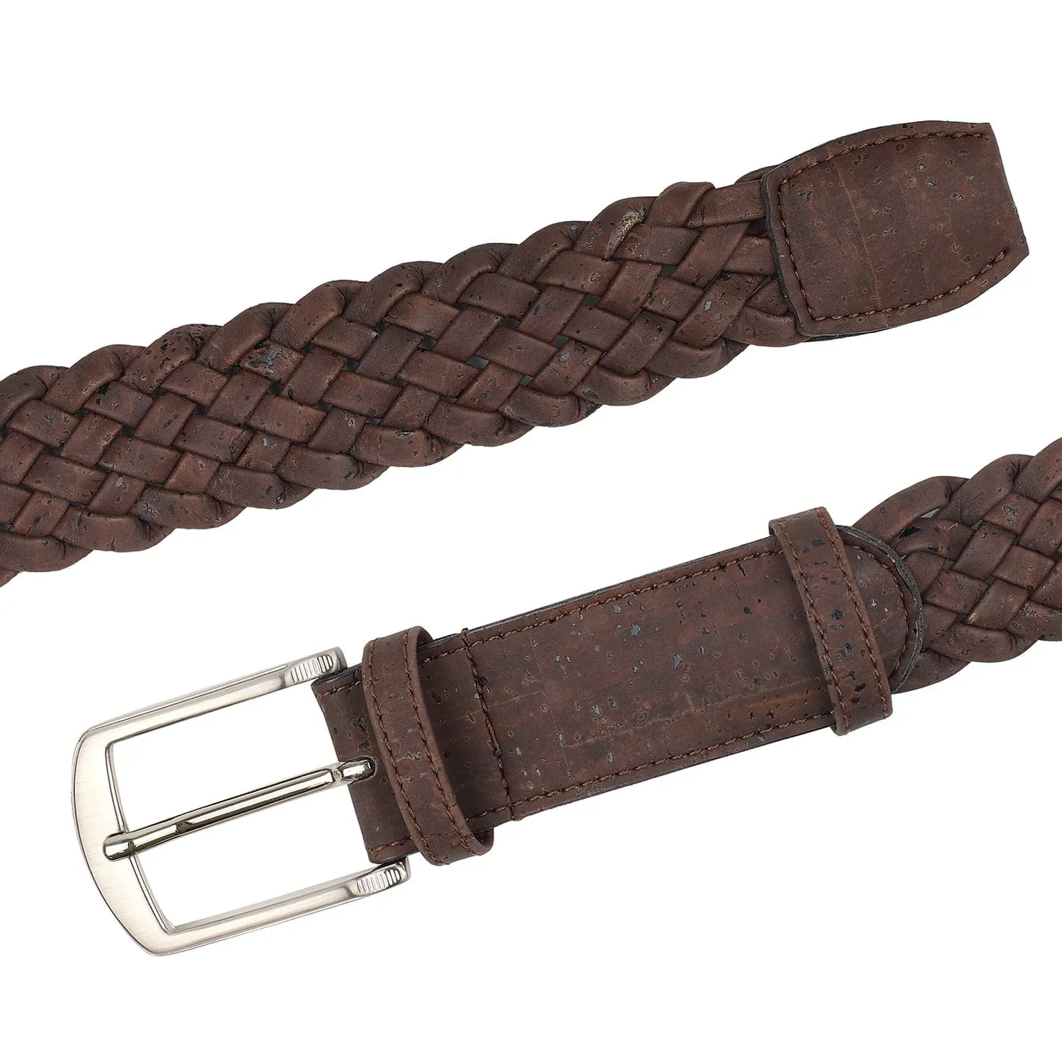 Woven Vegan Cork Leather Belt | Brown