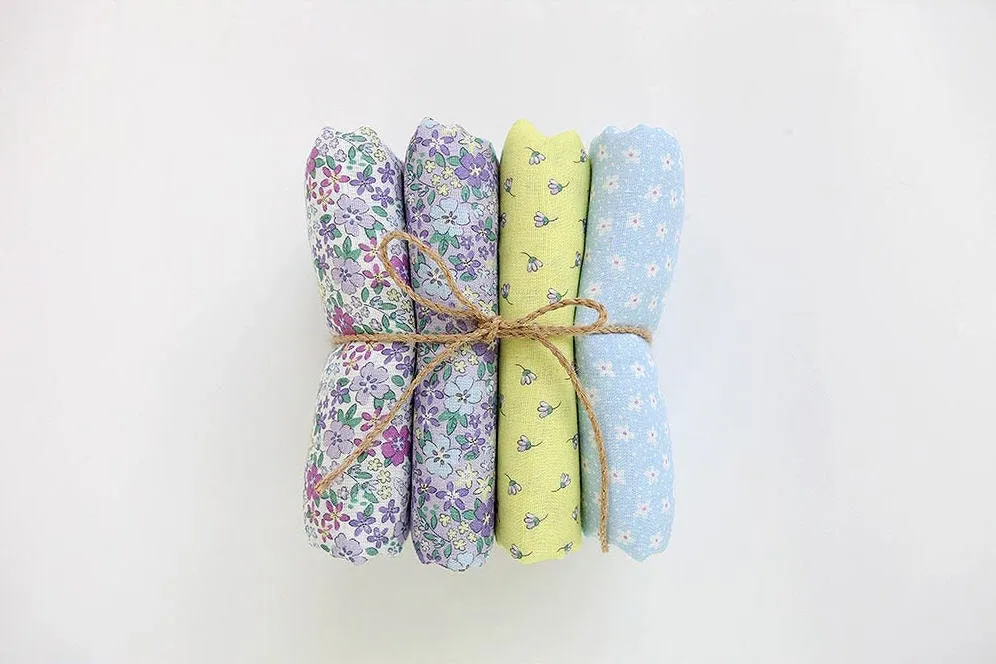 Yellow Flowers Cotton Double Gauze Fabric, Floral Gauze Fabric, Two Layers Cotton Gauze Fabric, Quality Korean Fabric - By the Yard 463131/